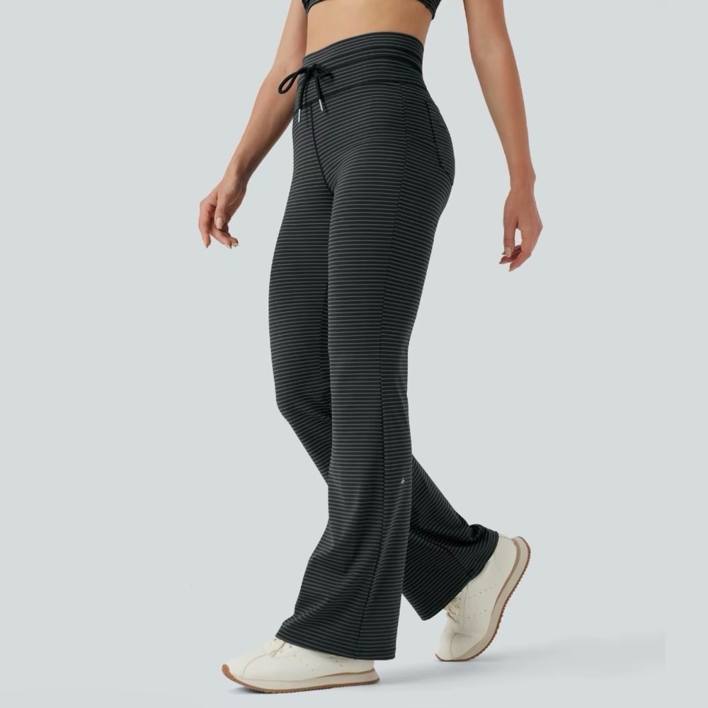 Halara High Waisted Drawstring Striped Flare Pants